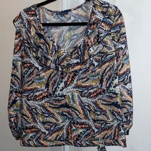Democracy Colorful Leaf Print Blouse Democracy